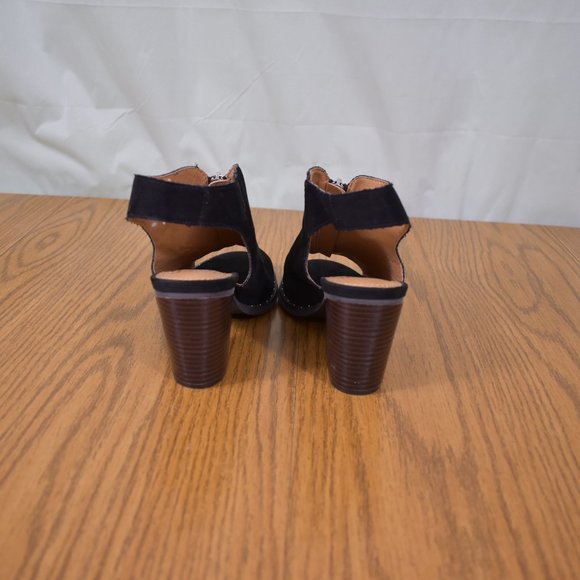 L4L Black Wedge Heels Ankle Open Toe Zipper Size 8 L4L by Lust - Picture 3 of 14